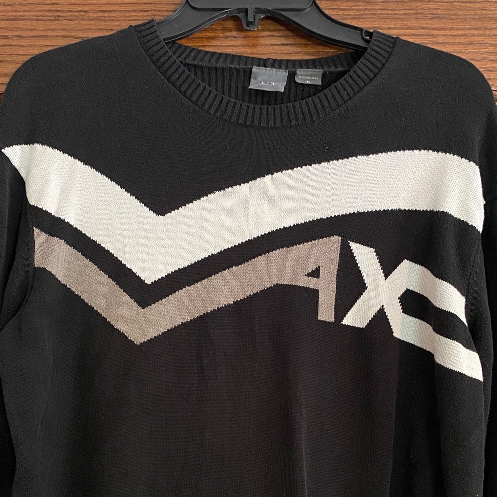 Armani Exchange Black Ribbed Crewneck Sweater
